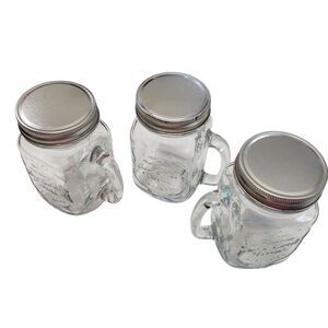 Set of 3 Glass Mugs with Handles and Lid